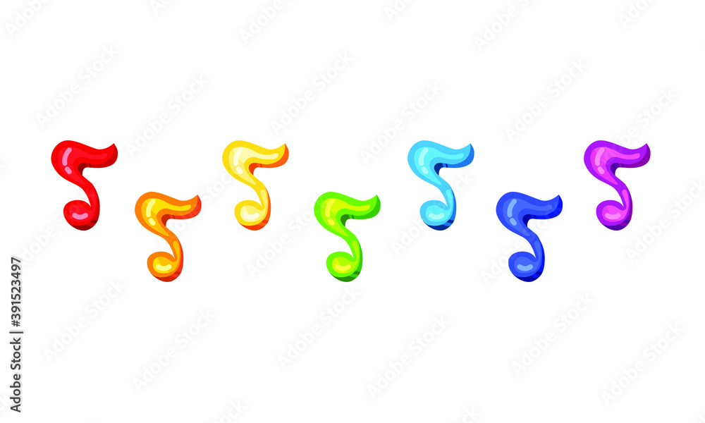 Vector illustration of musical notes. Do, re, mi, fa, salt, la, si. Colorful. Clip art. Vector illustration of musical notes. Do, re, mi, fa, salt, la, si. Colorful. Clip art.