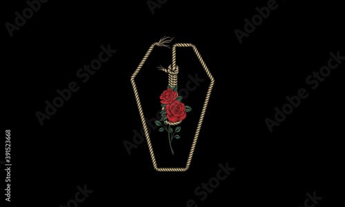 Gothic Style Rose Tattoo, T-shirt,  Apparel Illustration