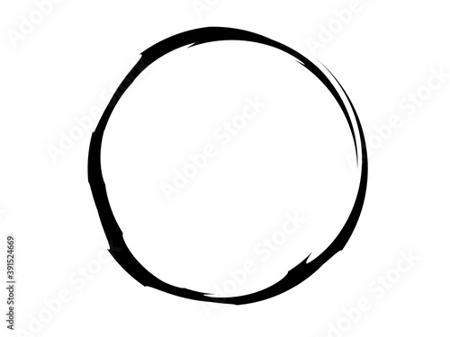 Atristic grunge circle.Grunge oval shape made of black ink.