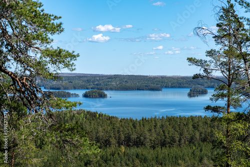 Beautiful high point landscape view cross a lake in Sweden
