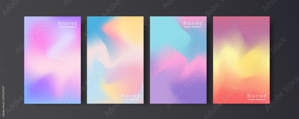 Set of abstract blurred gradient mesh background. Vertical banner template
