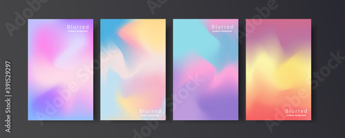 Set of abstract blurred gradient mesh background. Vertical banner template