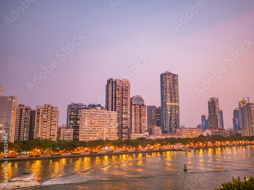 Guangzhou/china-24 Aug 2019:Cityscape of Guangzhou city with pearl river.Guangzhou also known as Canton is the capital and most populous city of the province of Guangdong