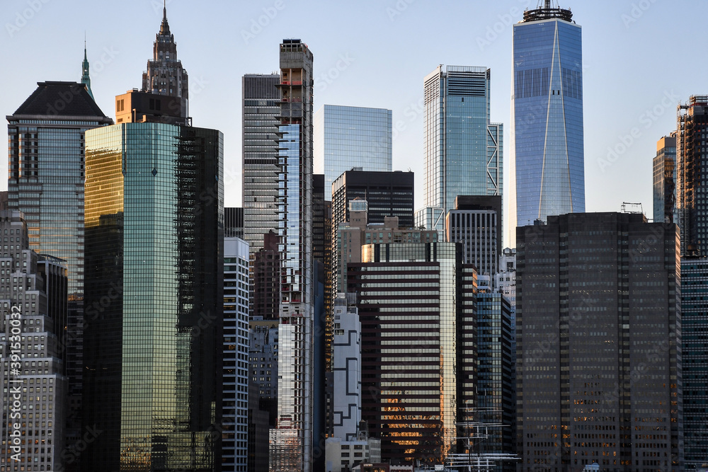 Obraz premium Lower Manhattan skyline seen from Brooklyn