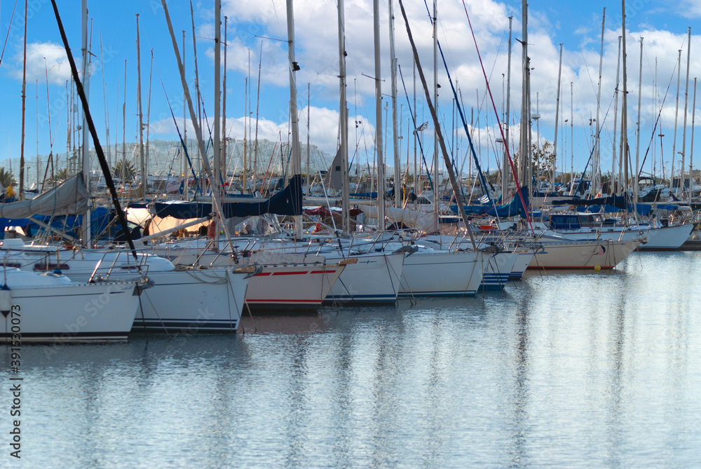 Fototapeta premium Sailboat marina Kalithea Greece waterfront