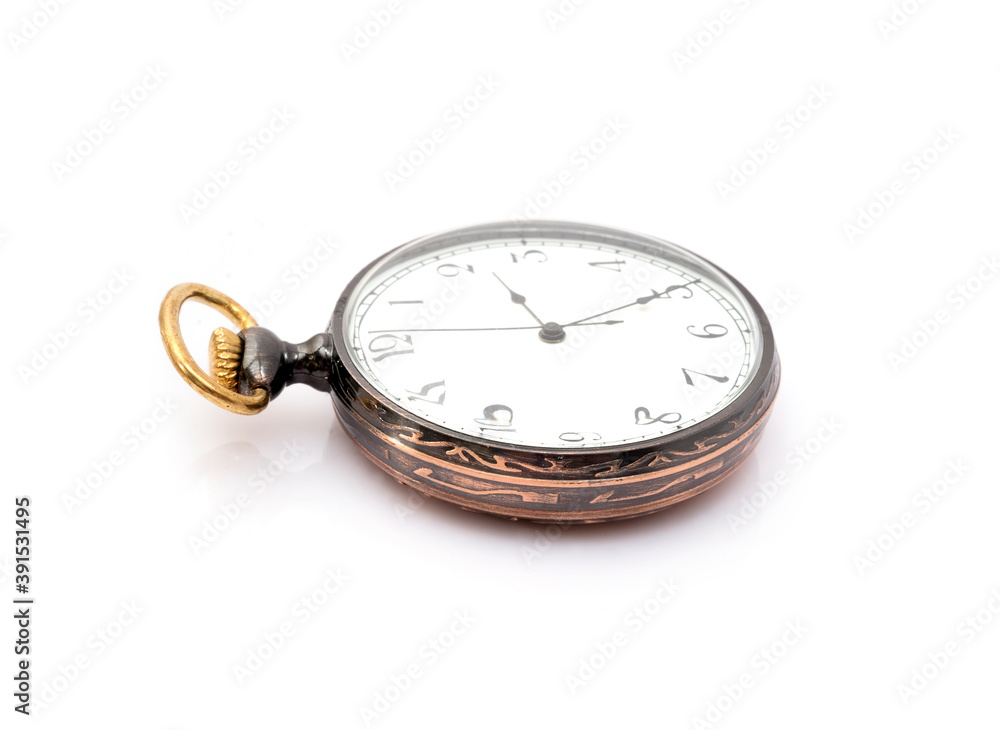 Pocket watch isolated on a white background. Design element with clipping path Pocket watch isolated on a white background. Design element with clipping path