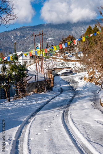 Empty snow covered in Tawang, Arunachal Pradesh, North East India