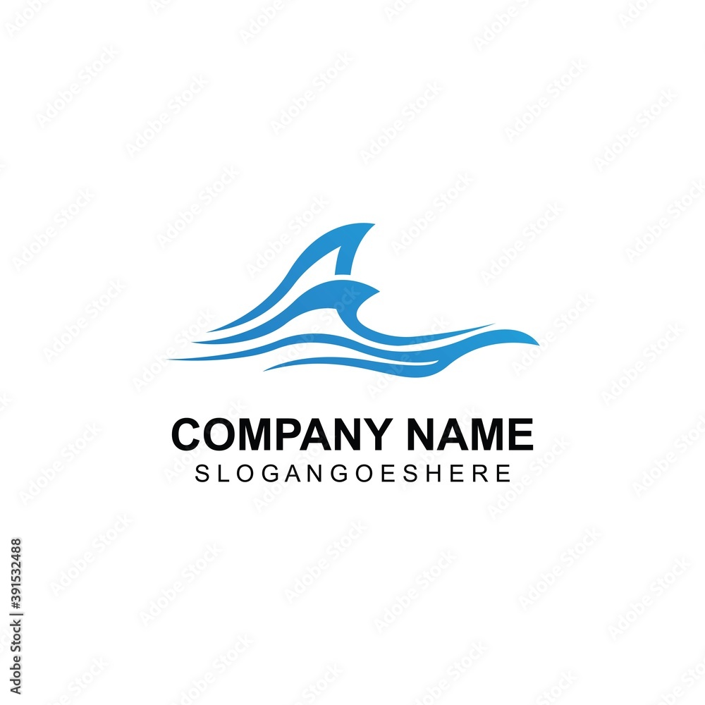 Wave beach logo and symbols vector template