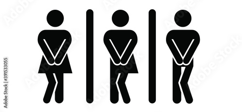 oilets symbol. Transgender wc. Wc world toilet day. Bathroom or restroom icons. For people, woman, man or gender toilets. Flat vector sign. Pissing, peeing pictogram.