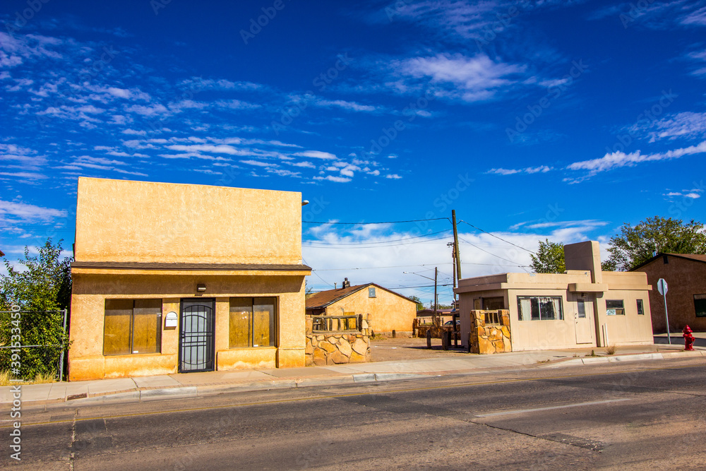 Two Small Commercial Buildings Closed With Boarded Up Windows Two Small Commercial Buildings Closed With Boarded Up Windows