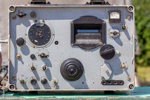 Old short-wave military radio station. Selective focus