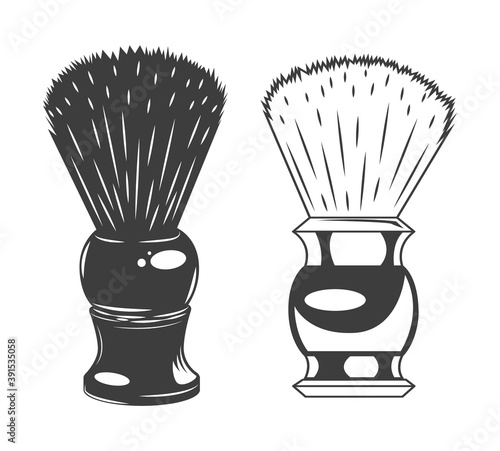 Shaving brush vector illustration isolated on white background. Equipment for personal hygiene shaving. Shaving brush for shaving. Barbershop single icon. Tool for applying soap foam on the face