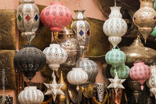 Oriental lamps at a shop in Medina, Marrakesh