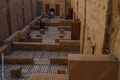 El Badii palace ruins with the geometric pattern ceramic floor photo