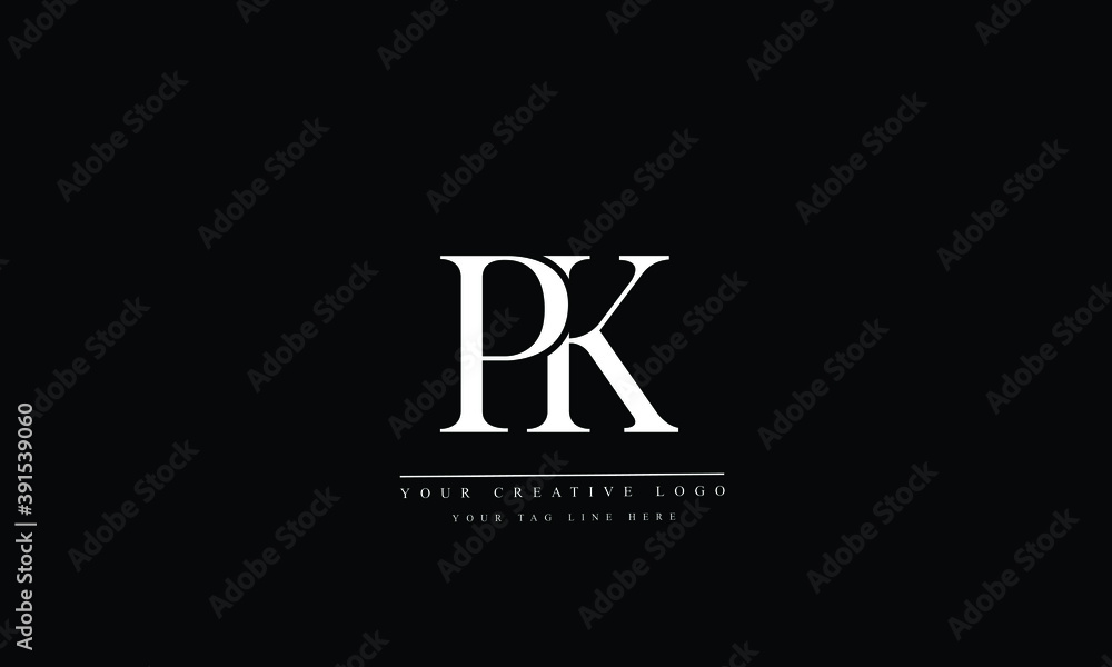 PK, KP, P, K, Letter Logo Design with Creative Modern Trendy Typography - obrazy, fototapety, plakaty 