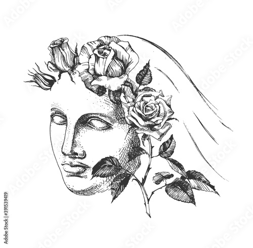 Aphrodite in rose wreath portrait