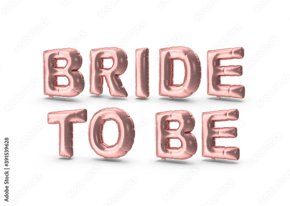 Bride To Be Pink Balloons 3D Illustration On White Background Bride To Be Pink Balloons 3D Illustration On White Background
