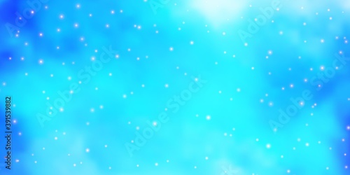 Dark BLUE vector template with neon stars.