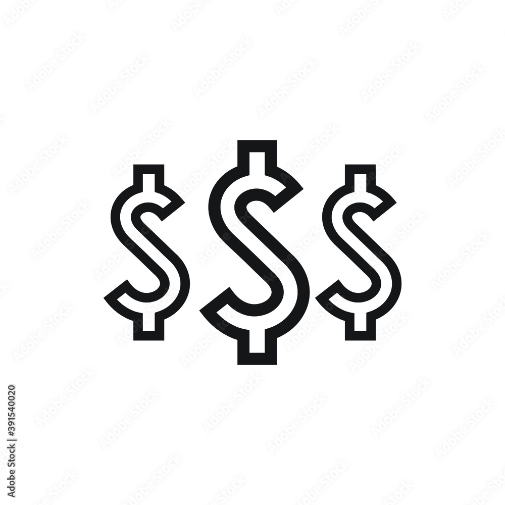 Icon vector graphic of dollar symbol, good for template web etc