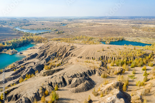 Aerial view of the natural territory of Romantsevskie mountains, Russia, Tula region photo