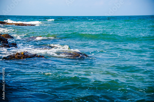 Wallpaper Mural Ocean waves breaking on the rocks on the shore. Torontodigital.ca