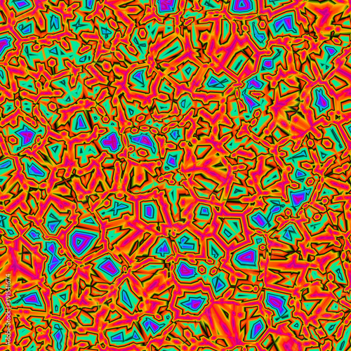 Orange blue cell plasma seamless pattern with circles