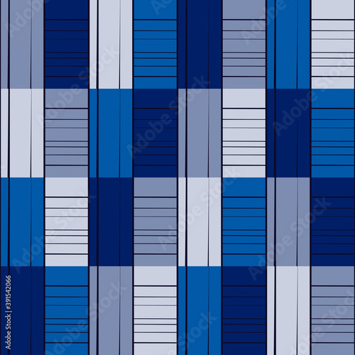 Mosaic with geometric shapes. Seamless pattern. Design with manual hatching. Textile. Ethnic boho ornament. Vector illustration for web design or print.