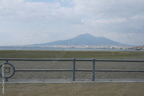 On mount Vesevius near the sea on a cloudy day photo