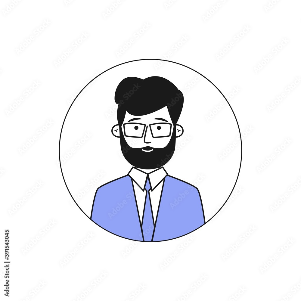 Outline person icon. Man's face avatar. Vector illustration in flat style