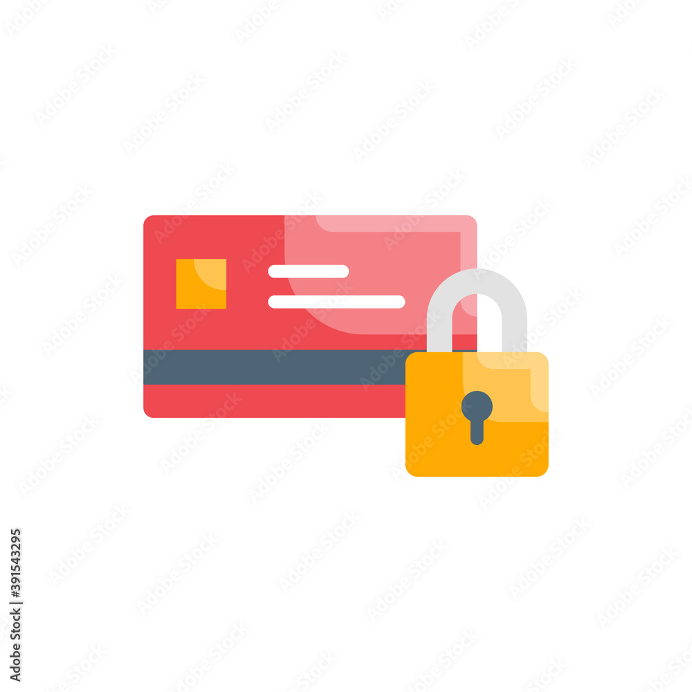 Secured Credit Card Vector Style illustration. Business and Finance Flat Icon. Secured Credit Card Vector Style illustration. Business and Finance Flat Icon.
