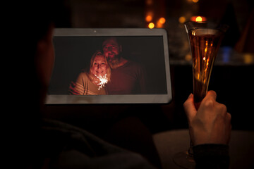 a woman is celebrating her birthday or new year with some friends