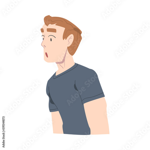 Surprised Guy, Young Man Looking Shocked and Frightened Cartoon Style Vector Illustration
