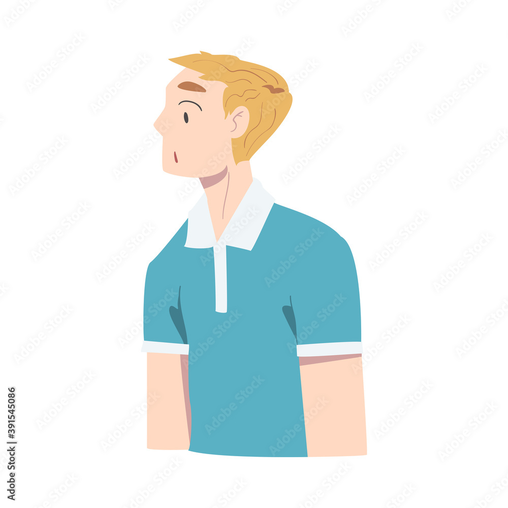 Surprised Guy, Young Man Looking Frightened Cartoon Style Vector Illustration