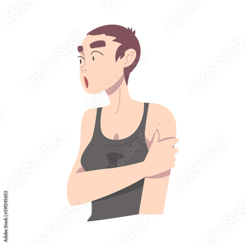 Surprised Girl with Short Haircut, Young Woman with Shocked and Frightened Face Expression Cartoon Style Vector Illustration