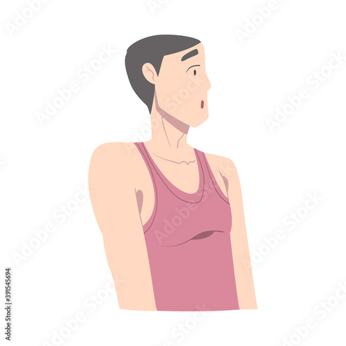 Surprised Guy Dressed in Sleeveless Tank Top, Young Man with Shocked Face Expression Cartoon Style Vector Illustration