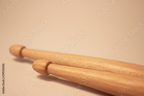 Drumsticks isolated on white background. Wooden drumsticks. Nylon tip drumstick.