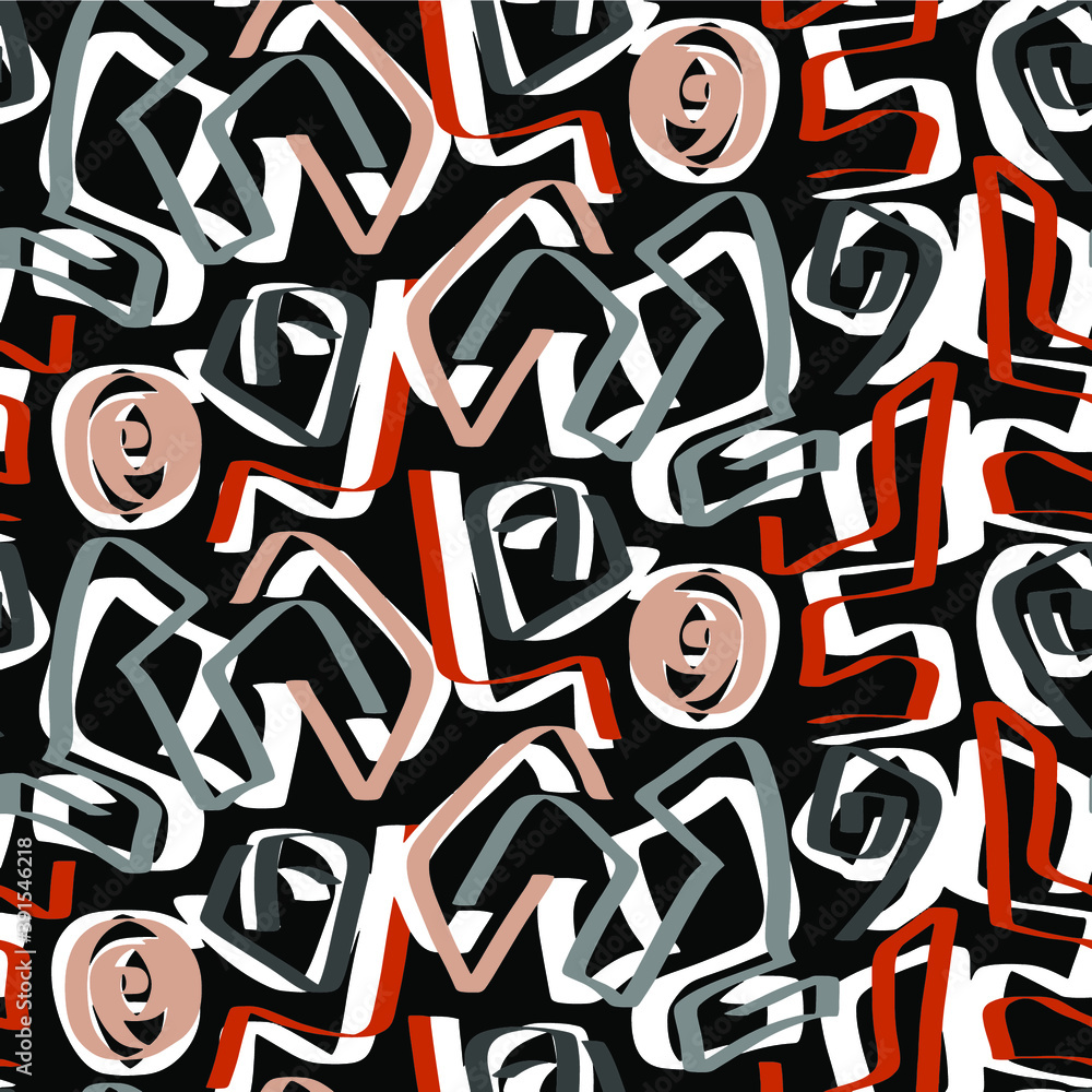 Obraz premium Abstract Geometric Strokes Lines Greek Key Shapes Symbols Repeating Vector Pattern Isolated Background