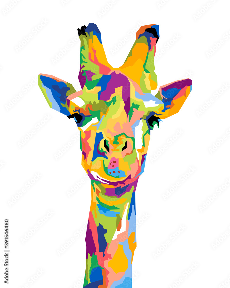 Abstract geometric head of giraffe.colorful with wpap style.vector eps10-editable