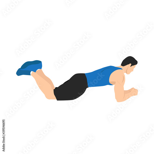 Man doing knee plank exercise. Flat vector illustration isolated on white background. Layered vector. Workout character