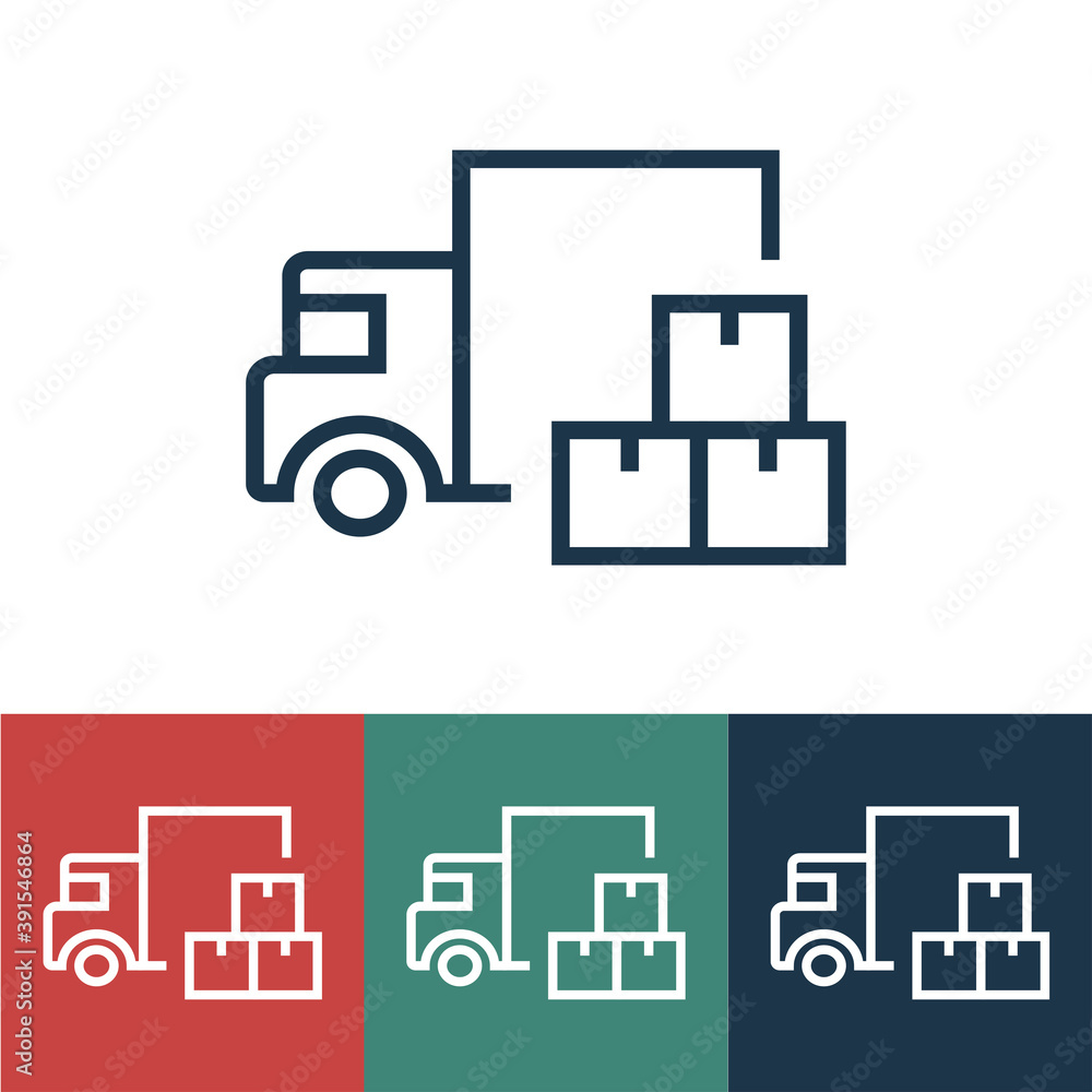 Linear vector icon with car and freight Linear vector icon with car and freight