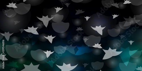 Dark Blue, Green vector layout with circles, stars.
