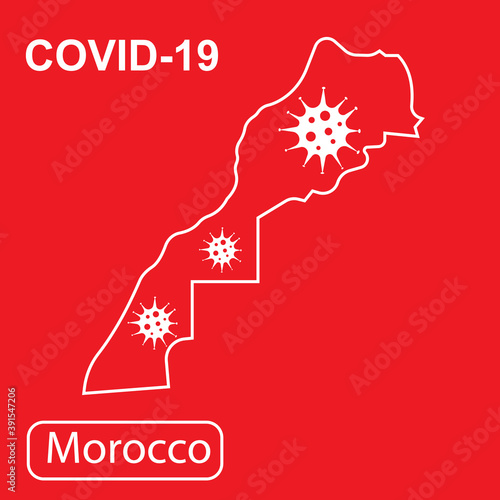 Map of Morocco labeled "COVID-19".