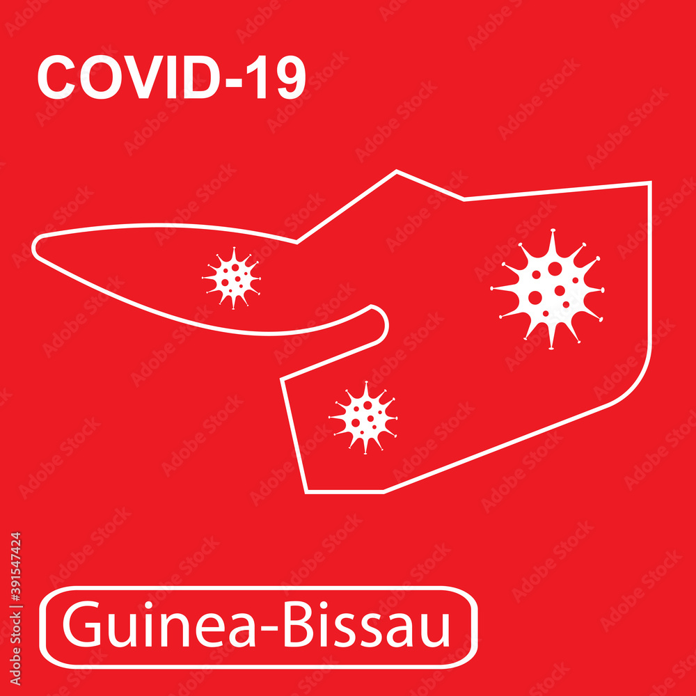 Map of Guinea-Bissau labeled "COVID-19". Stock Vector | Adobe Stock
