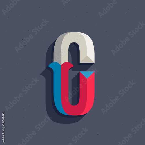 C letter logo in faceted old athletic style.
