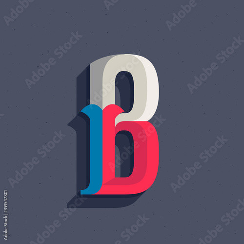 B letter logo in faceted old athletic style.