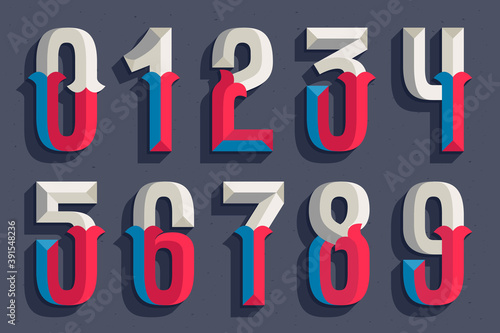 Numbers set in faceted old athletic style.