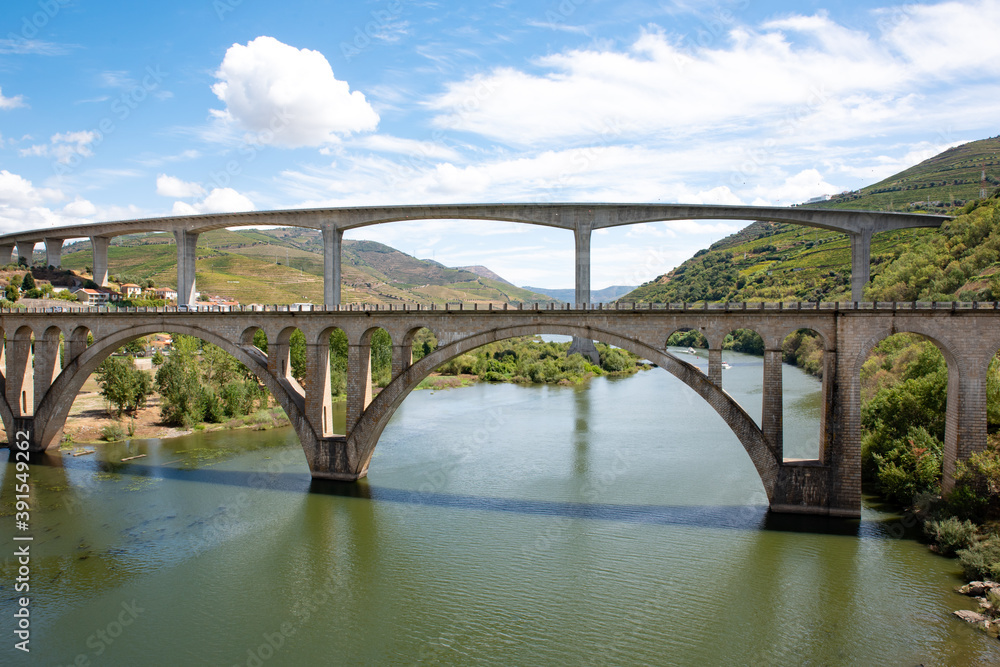 Fototapeta premium Two Bridges over the Douro River, Portugal
