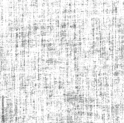 Vector fabric texture. Distressed texture of weaving fabric. Grunge background. Abstract halftone vector illustration. Overlay to create interesting effect and depth. Black isolated on white. EPS10.