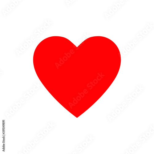 Red heart icon, love vector symbol, heart shape isolated on background.