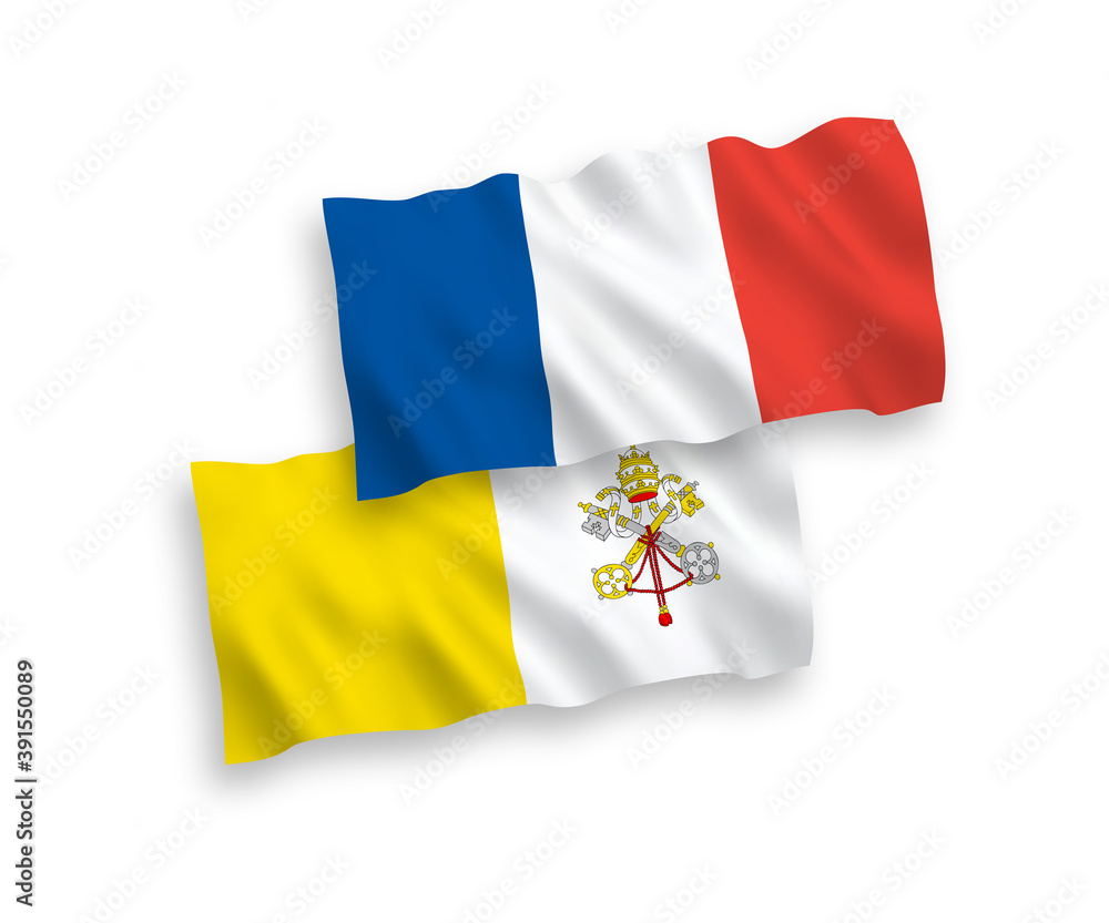 Flags of France and Vatican on a white background